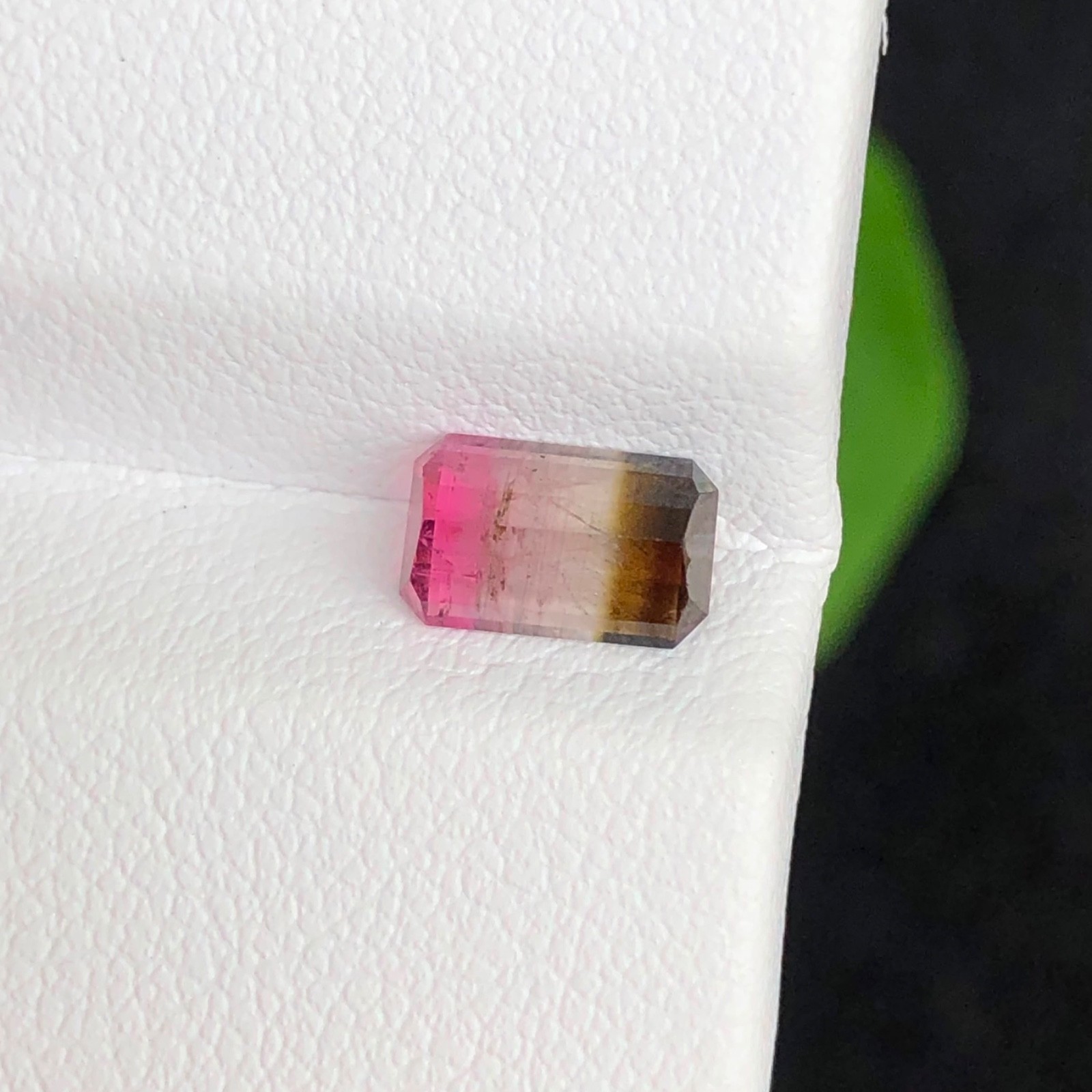 1.40 Carat Natural Tricolour Tourmaline Emerald Cut From Afghanistan