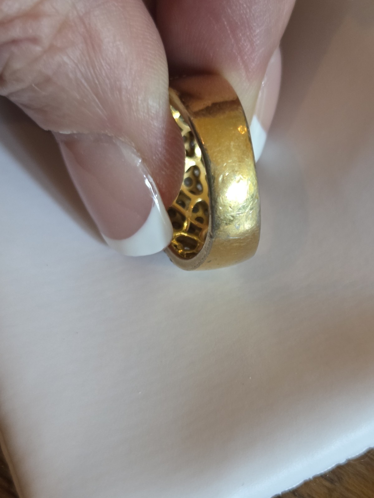 Swarovski Crystal Pave Ring – 925 Yellow Gold Over Silver- Size 6