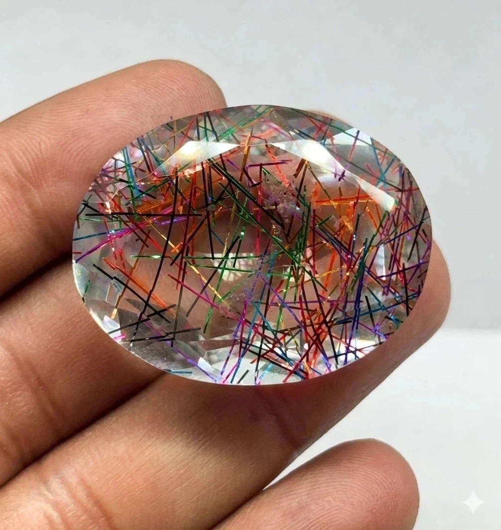 Natural Oval Cut 95.00 Ct Bi-Color/Multicolor Loose Gemstone Rutilated Quartz