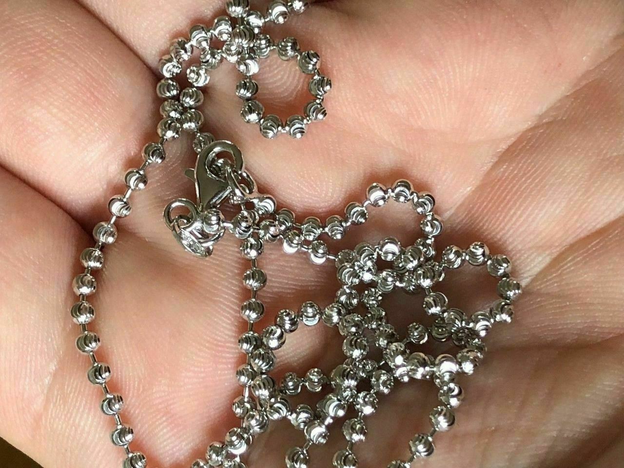 Real Solid 925 Sterling Silver Ball Moon Diamond Cut Chain MADE IN ITALY 2.5mm