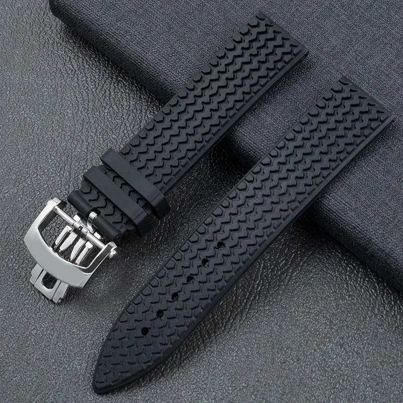 Fits Chopard Mille Miglia Gran Turismo XL 23mm Black Rubber Silicone Watch Strap