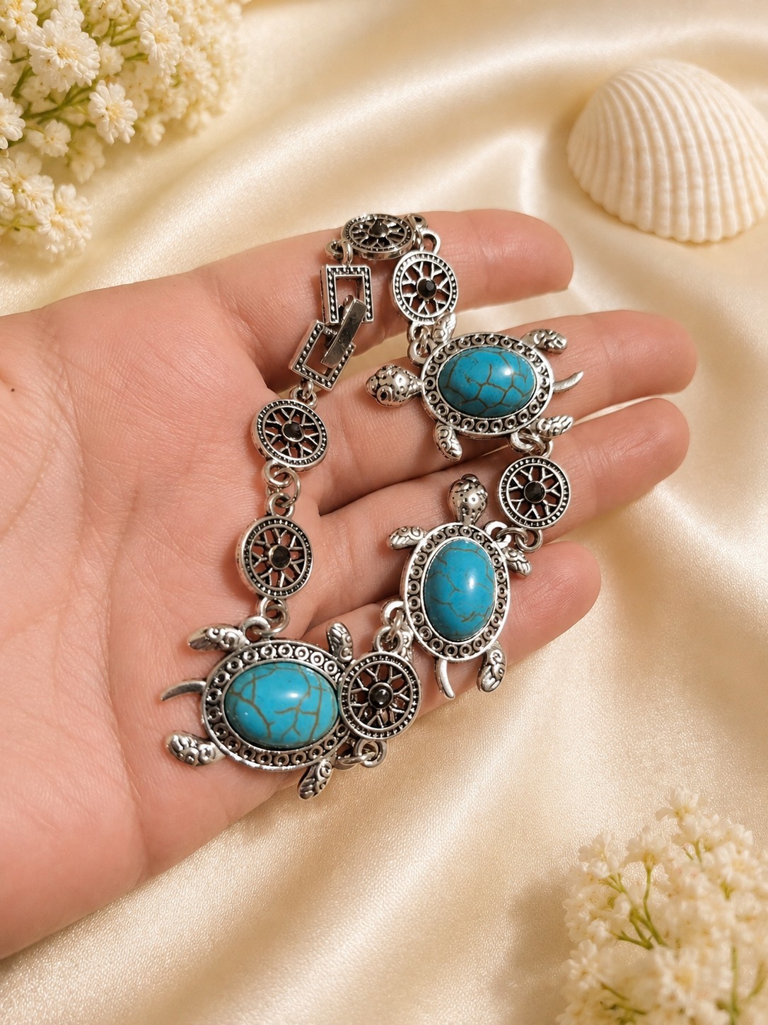 Turquoise Sea Turtle Jewelry Set – Necklace, Bracelet & Earrings