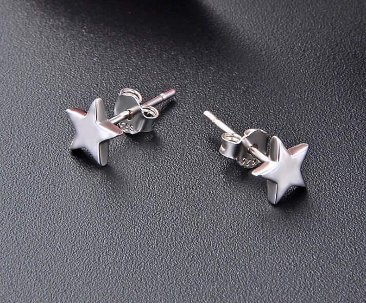 Fashion Women Girl 925 Sterling Silver 6mm Star Post Stud Earrings Gift Box F32