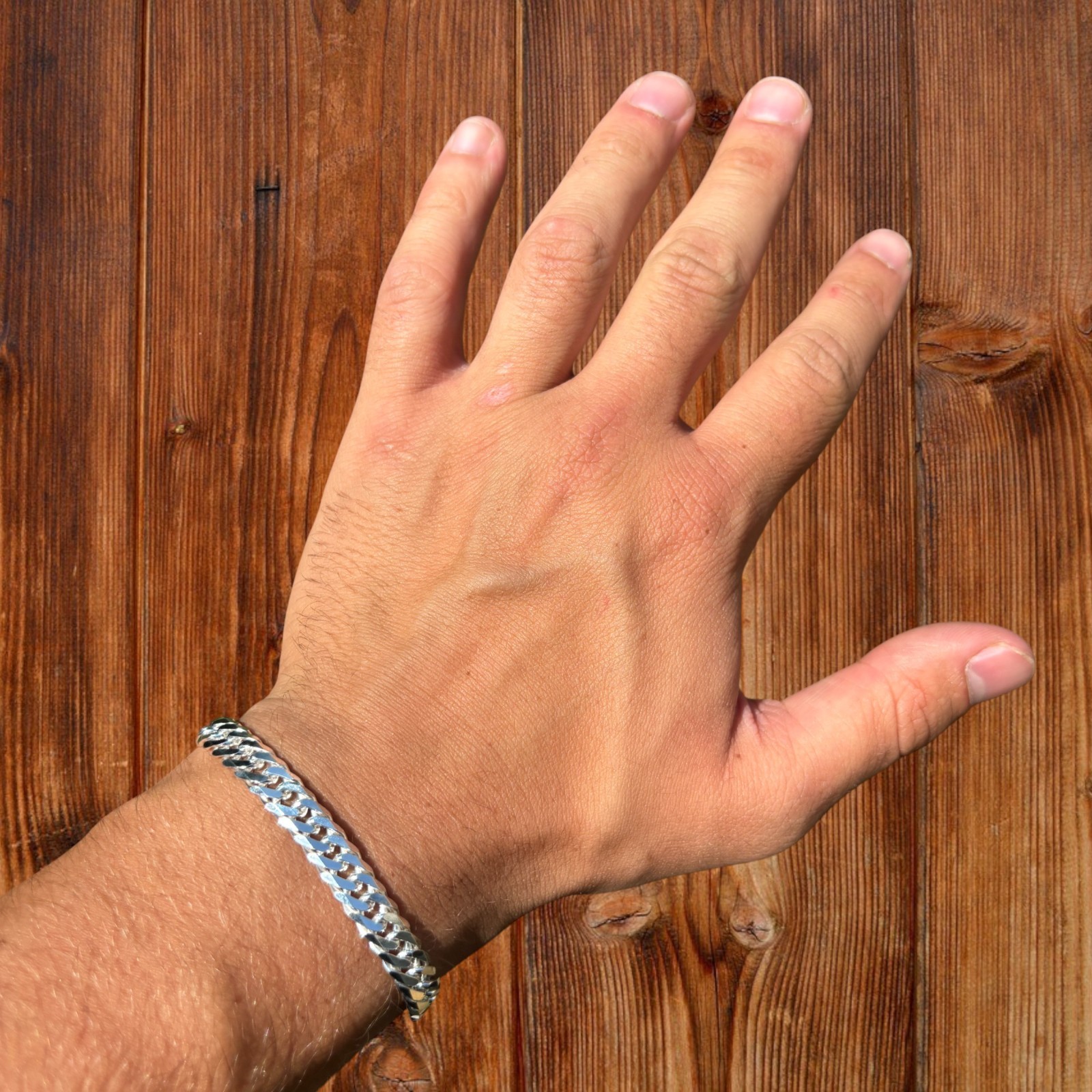 8mm Double Curb Link Bracelet – Real Solid 925 Sterling Silver MADE IN ITALY