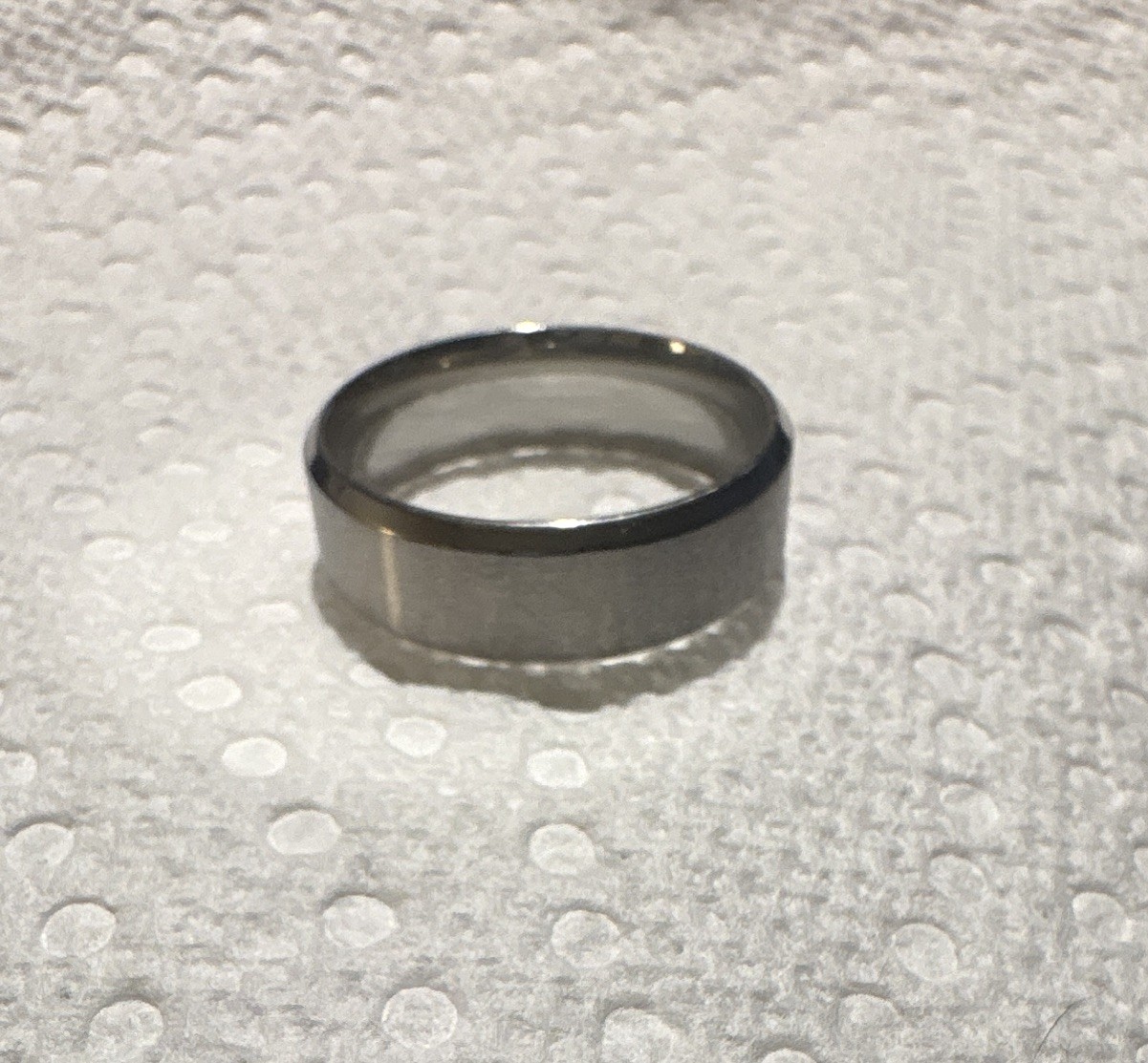 Silver-Tone Metal Plain Band Ring, Band Style, Stainless Steel, Size 13