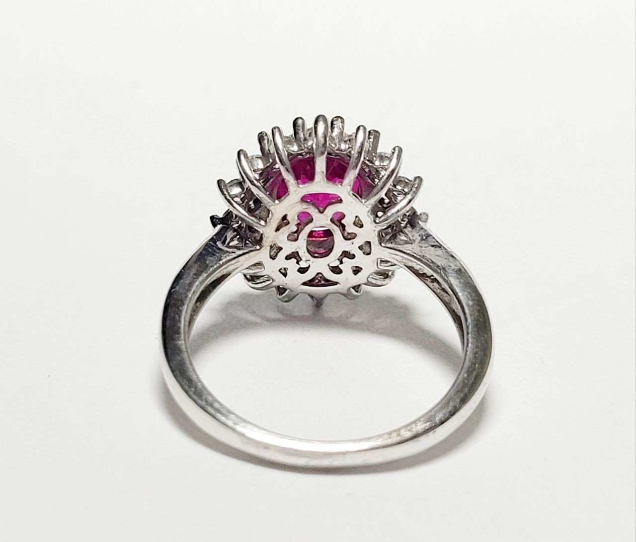 925 sterling silver Lab-Creation Ruby and Colorless Topaz ring size 6.75