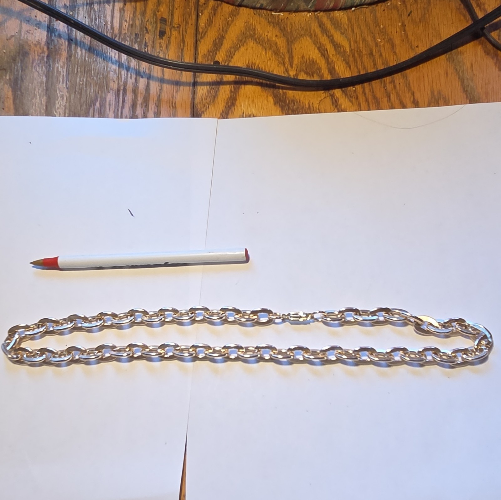 West Germany Silver Tone Oval Link Chain Necklace, Metal, No Stone