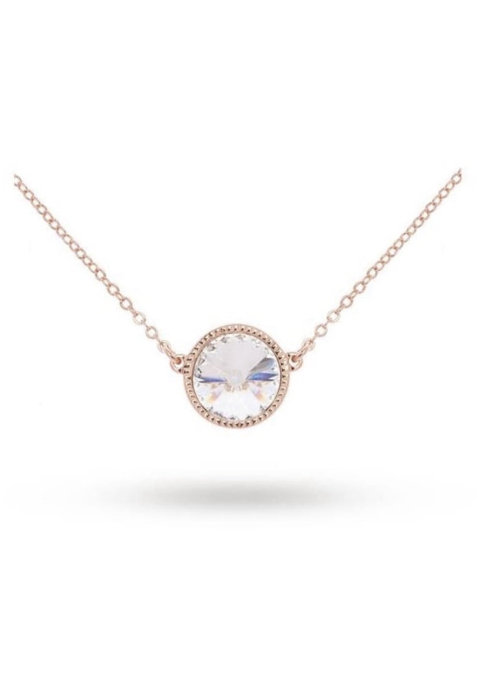 Ted Baker Rainia Rivoli Clear Crystal Pendant Necklace Rose Gold Adjustable