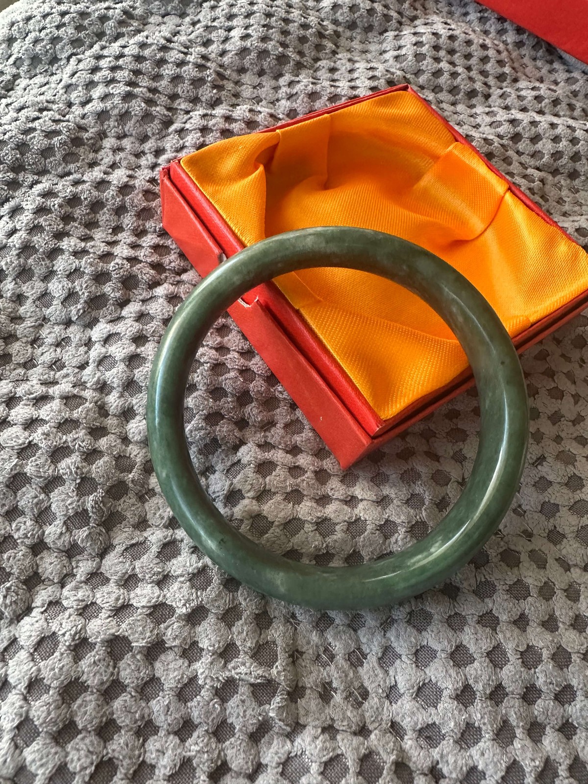 Gorgeous Dark Green Real Jade Bracelet Bangle Taiwan Wealth Good Fortune Luck RX