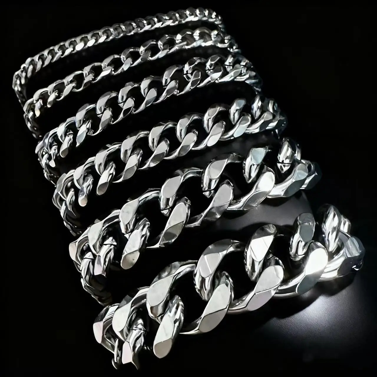 316L Stainless Steel Cuban Chain Bracelet Men Punk Biker Link Wristband Gift
