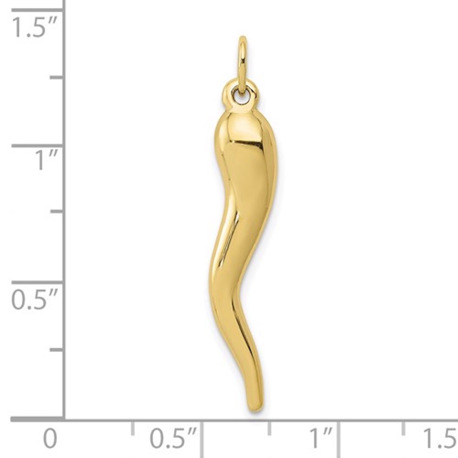 10K Real Gold 3D Cornicello Charm Pendant, Gold Italian/Chili pepper Horn – 10KH