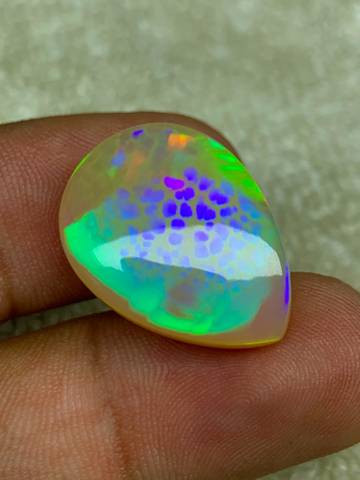 Natural Ethiopian Honeycomb Opal 13.80 Carat Pear Cabochon Collector Grade Gem