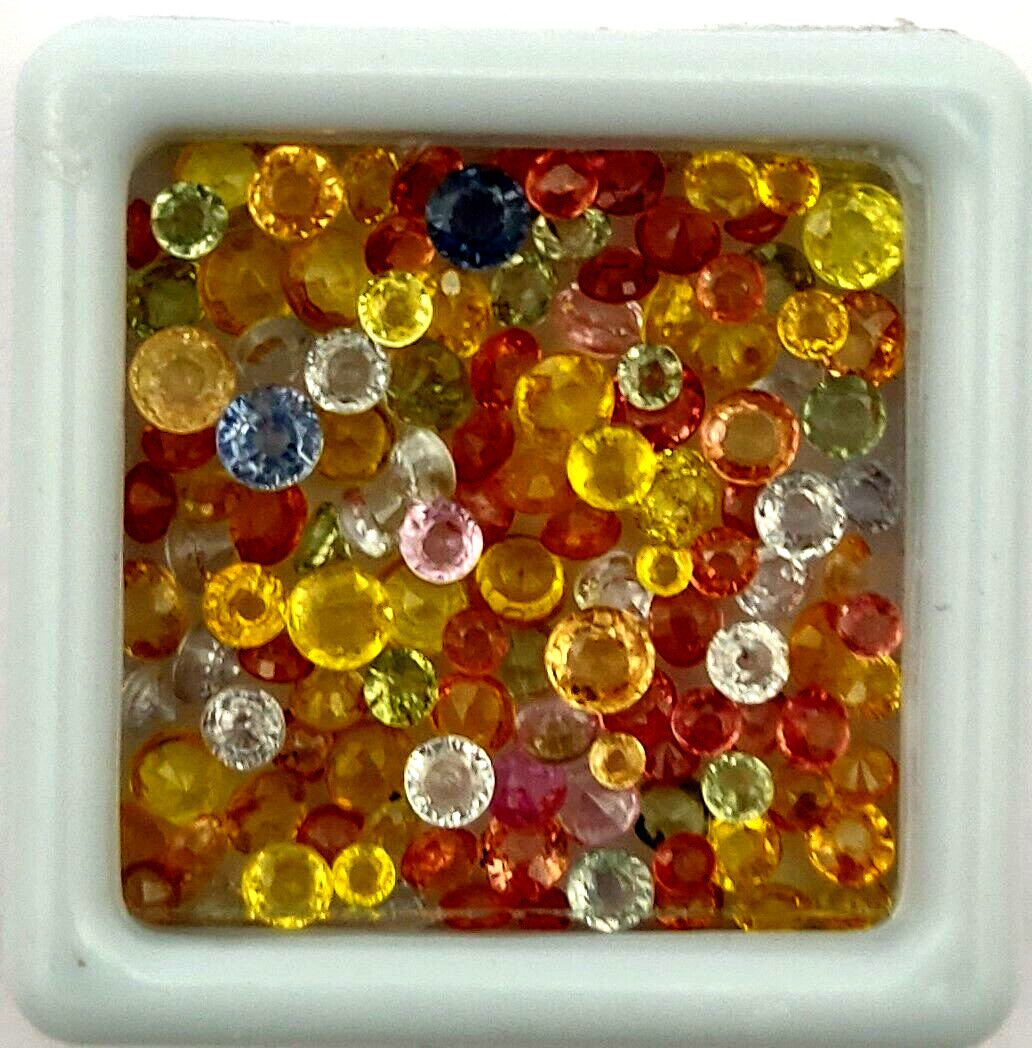 Natural Multi Sapphire Round Faceted Loose Gemstone Lot 10 Pcs 2-3 MM
