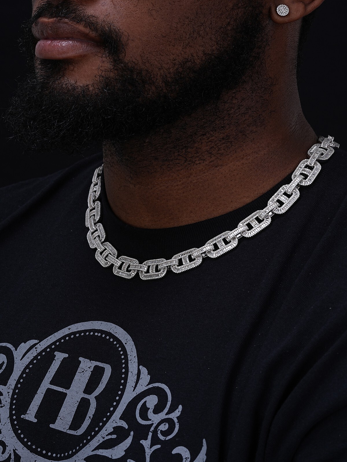 Solid 925 Sterling Silver Baguette Gucci Link Chain Iced 15mm Thick Bust Down CZ