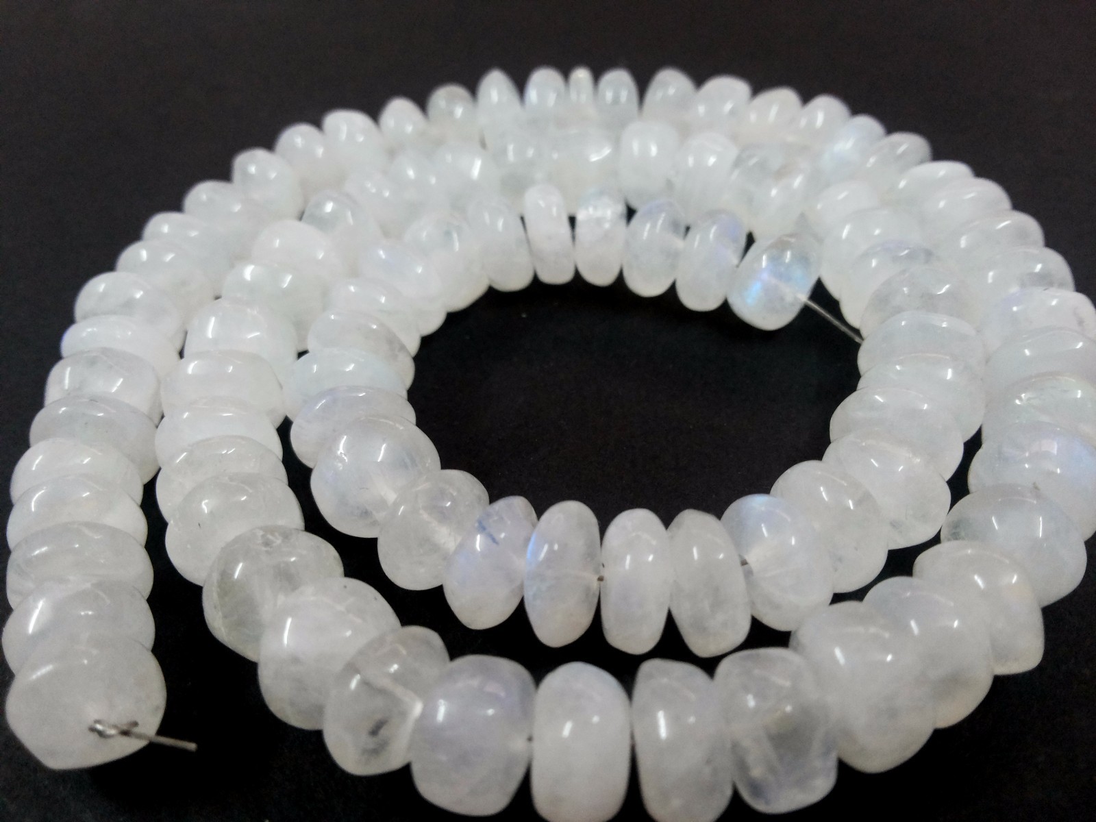 1 Strand Natural Rainbow Moonstone Rondelle Smooth 8-9mm Gemstone Beads 10″inch