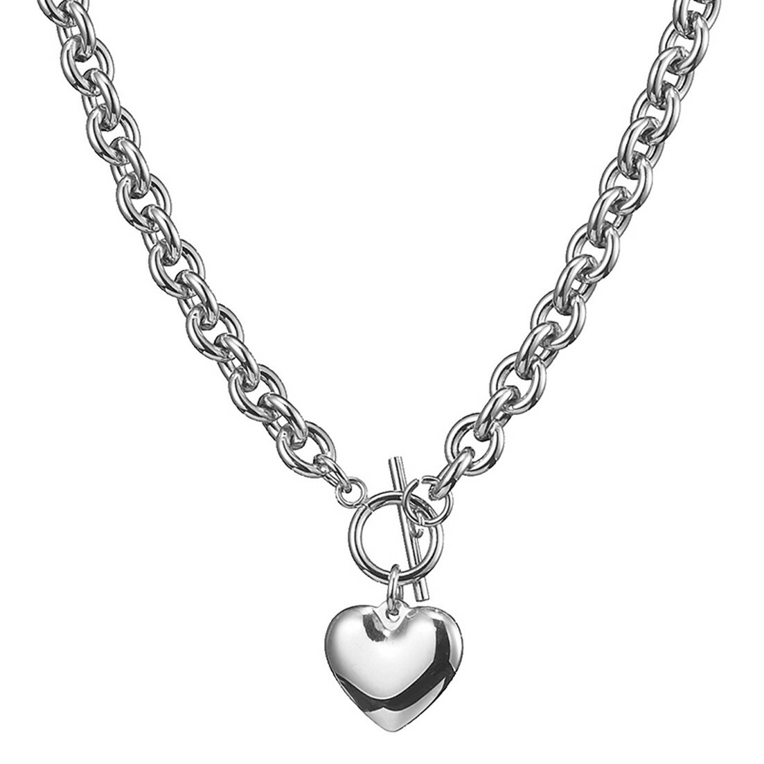 7″-40″ Silver/Gold Women Heart Choker Necklace 316L stainless steel Rolo Chain