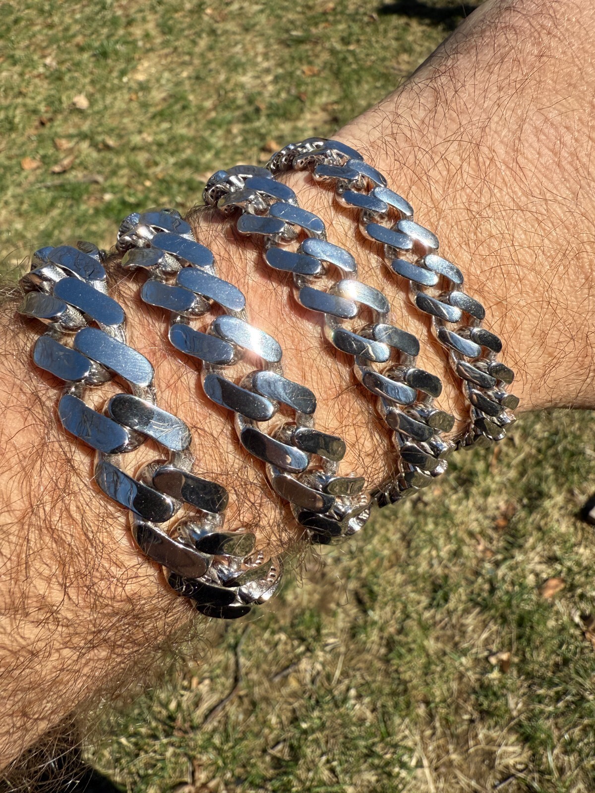 Monaco Cuban Link Bracelet Hollow Rhodium Over Real 925 Silver 9-15mm ITALY