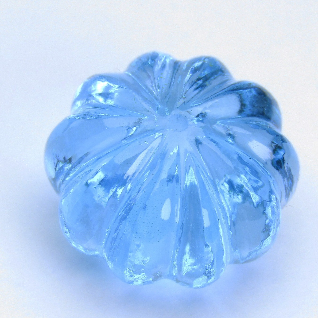 19.78Cts Excellent Carving Natural Swiss Blue Topaz 14.5mm Flower Shape Gemstone