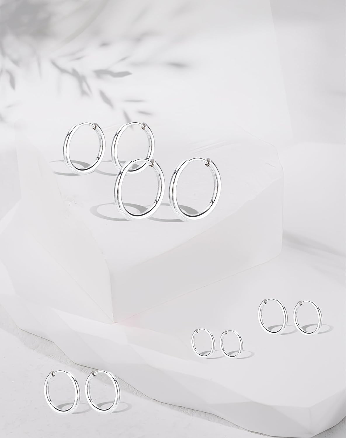 5 Pairs Small Huggie Hoop Earrings for Women, Stainless Steel Lightweight