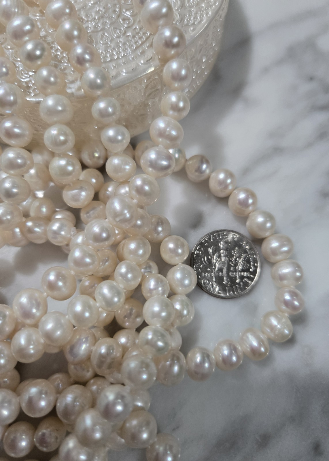 Cultured Freshwater Pearl CFWP Opaque White 100″ Endless Strand Necklace 7-8mm
