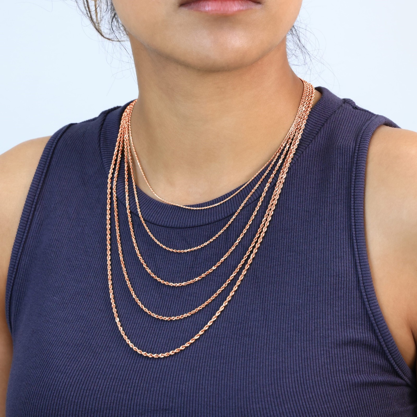 14K Rose Gold 1.5mm-6mm Diamond Cut Rope Chain Necklace Mens Womens 16″-30″
