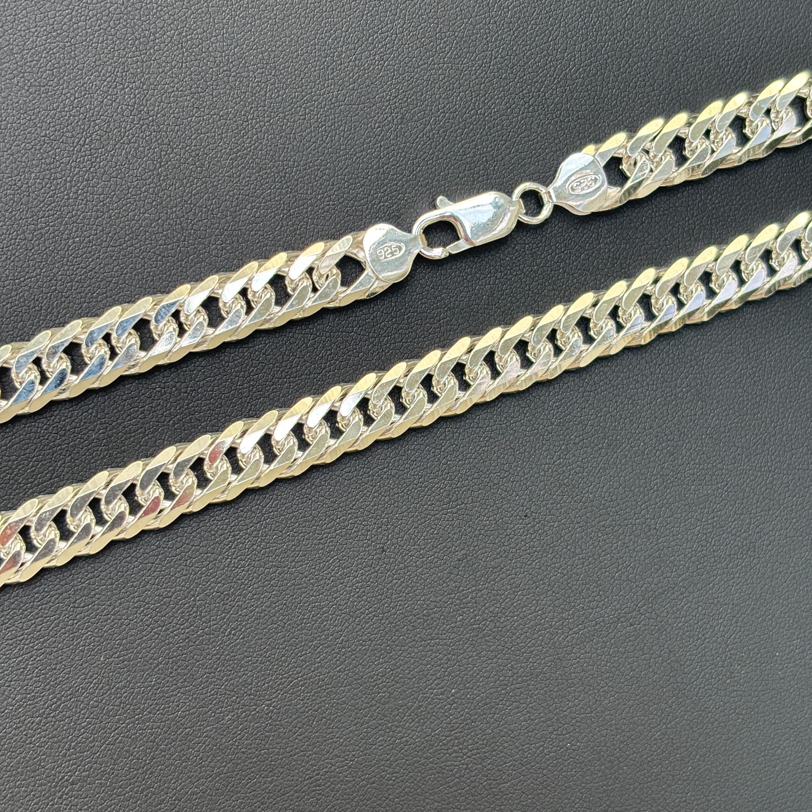 10mm Double Curb Link Chain Necklace – Solid 925 Sterling Silver MADE IN ITALY