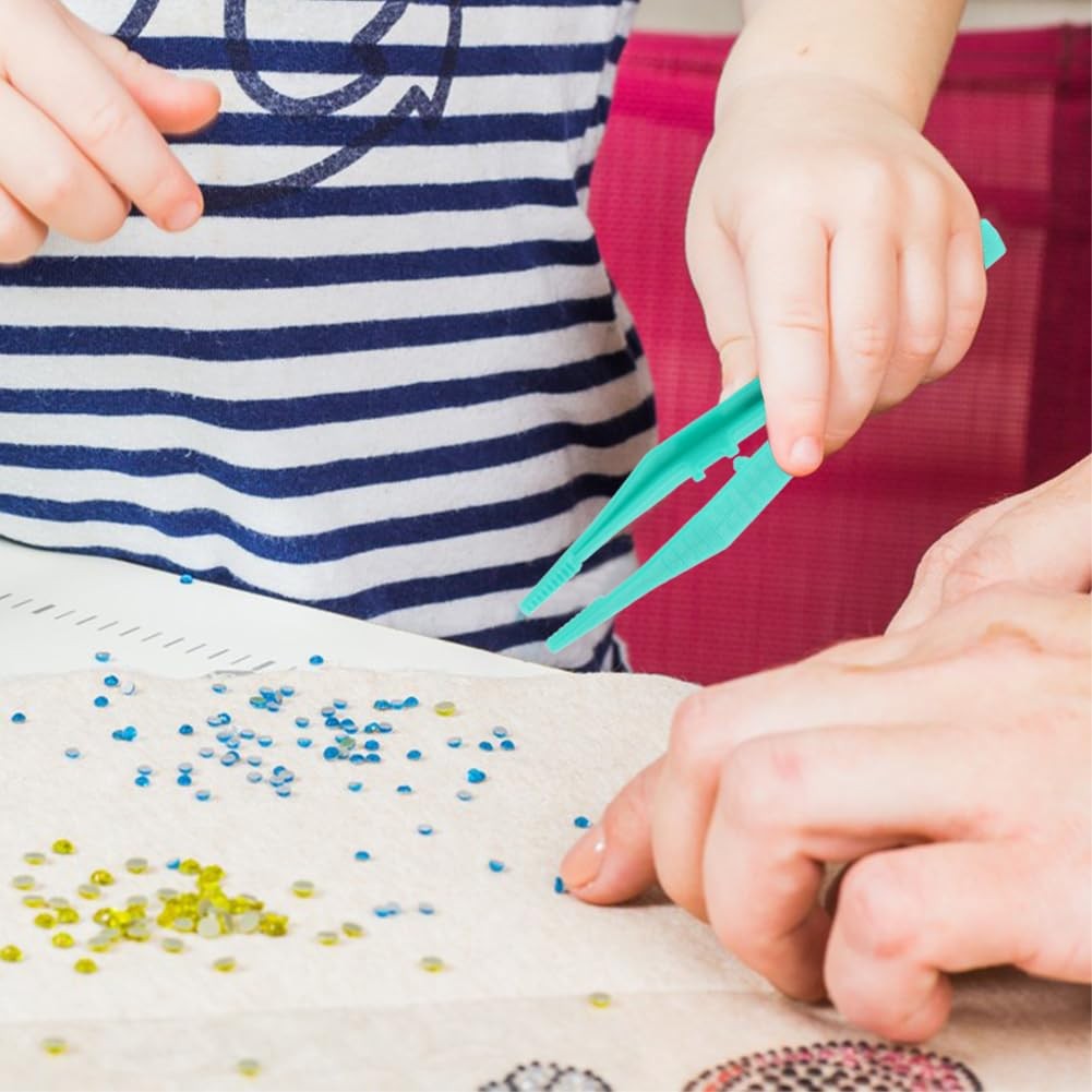 50pcs Plastic Tweezer Bead Tweezers for Kids Craft 50 pcs, As Picture Show