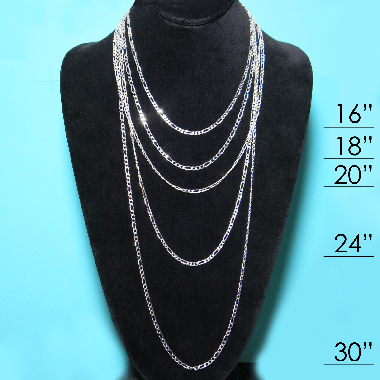 925 Sterling Silver Figaro Mens Boys Chain Necklace .925 Italy All Sizes
