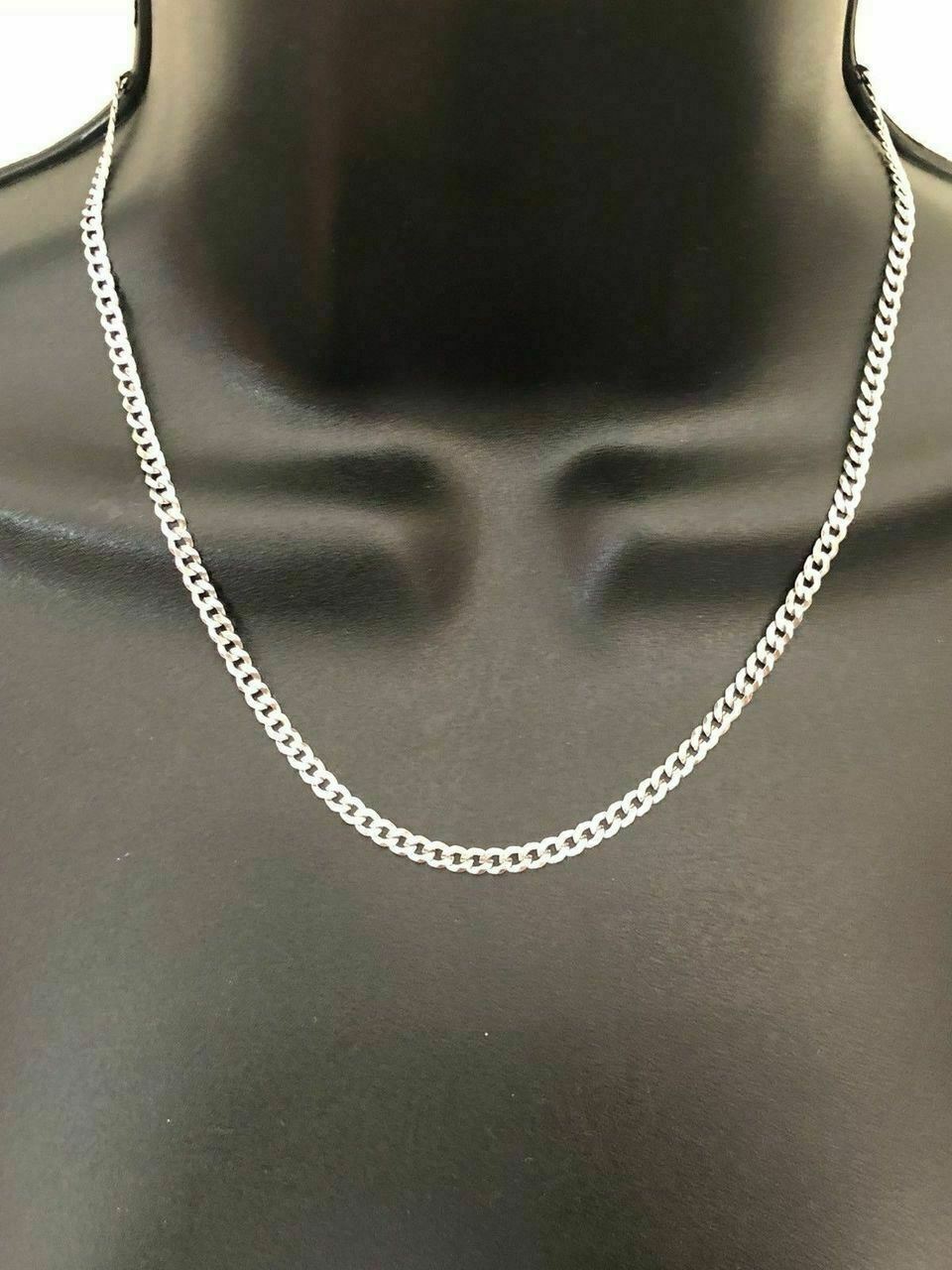 Mens Women’s Flat Cuban Link Chain Solid 925 Sterling Silver 4mm ITALY WHOLESALE
