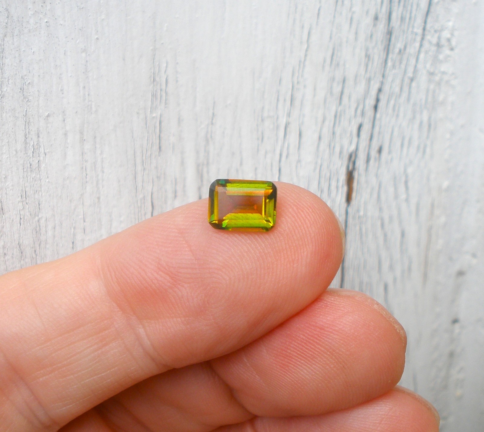 Golden Yellow Mystic Quartz Emerald Gem 8 x 6mm