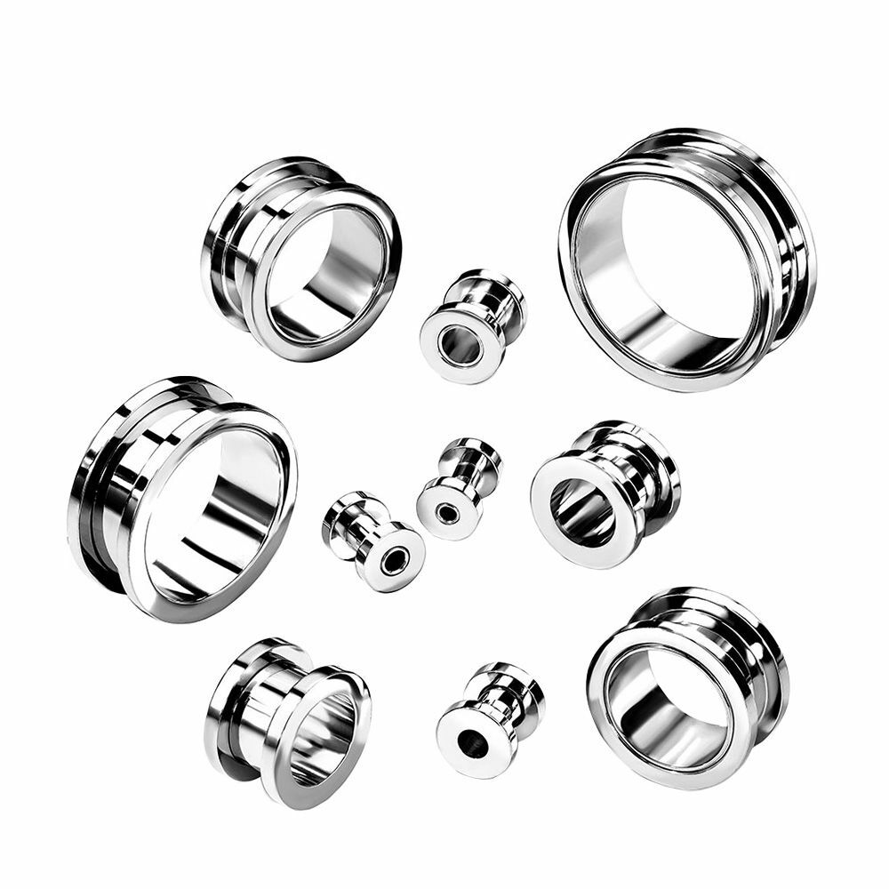 Double Flared Screw Fit Flesh Tunnel Implant Grade Titanium Sold as a pair