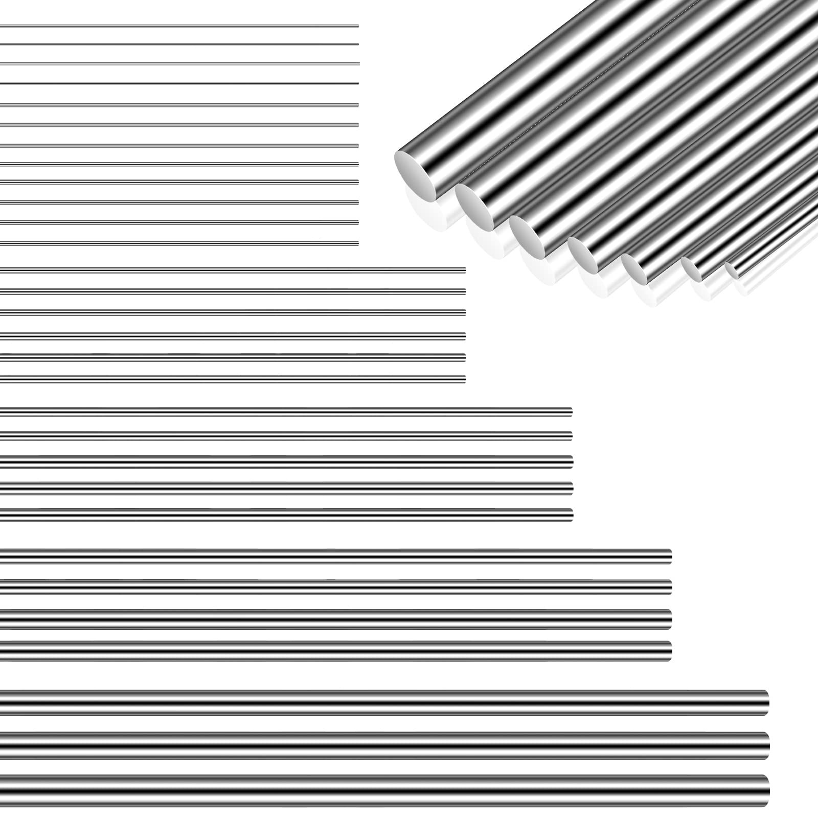 Stainless Steel Spring Wire Assortment 40 cm Music Wire 12 Sizes 104 Pcs