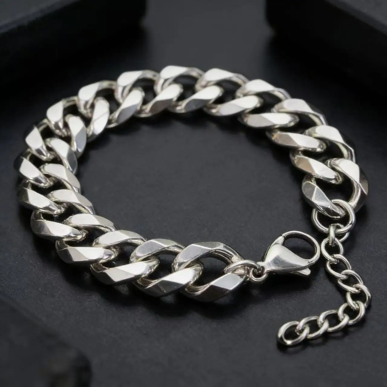 316L Stainless Steel Cuban Chain Bracelet Men Punk Biker Link Wristband Gift