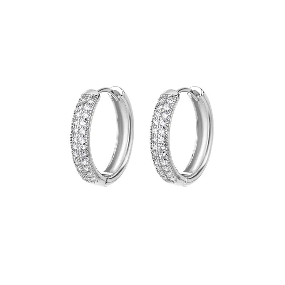 Huggie Hoop Earrings Women Gold Stainless Steel CZ Trendy Snowflake Flower