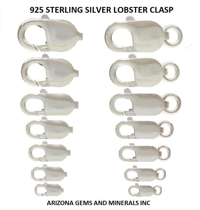 Sterling Silver, 925 Lobster Claw Clasp 2 styles – 7 sizes 8mm – 18mm 1 PC-10 PC