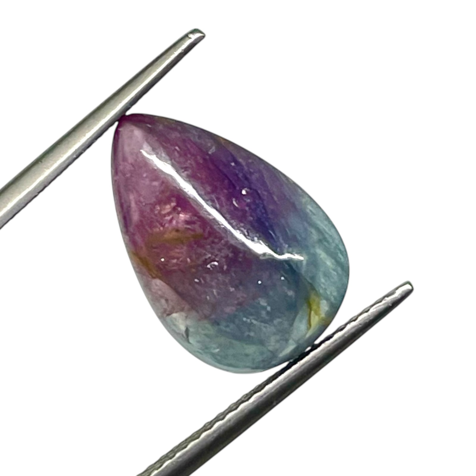 7.93 Cts Natural Bi Color Tourmaline 16x12mm Pear Cabochon Untreated Gemstone