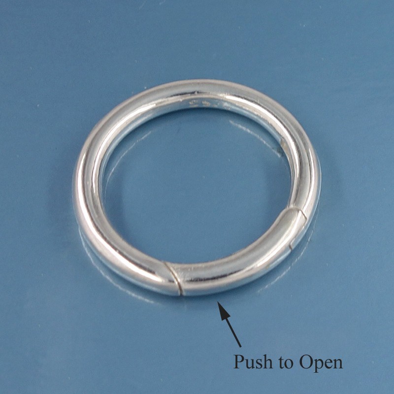 Sterling Silver Round Donut Ring Push Link Clasp Connector 20mm #44082