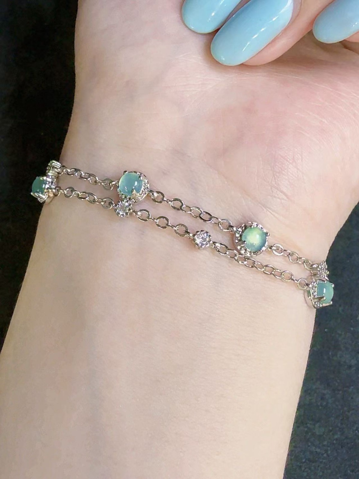Top 100% Natural Sky blue jadeite bracelet