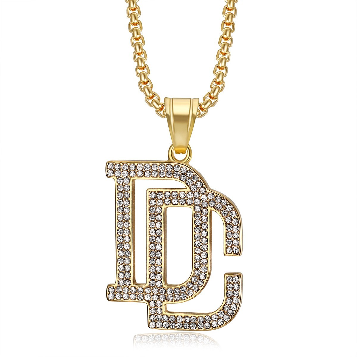 Hip Hop Iced CZ Bling Dream Chasers Pendant Necklace Gold Plated Chain Jewelry