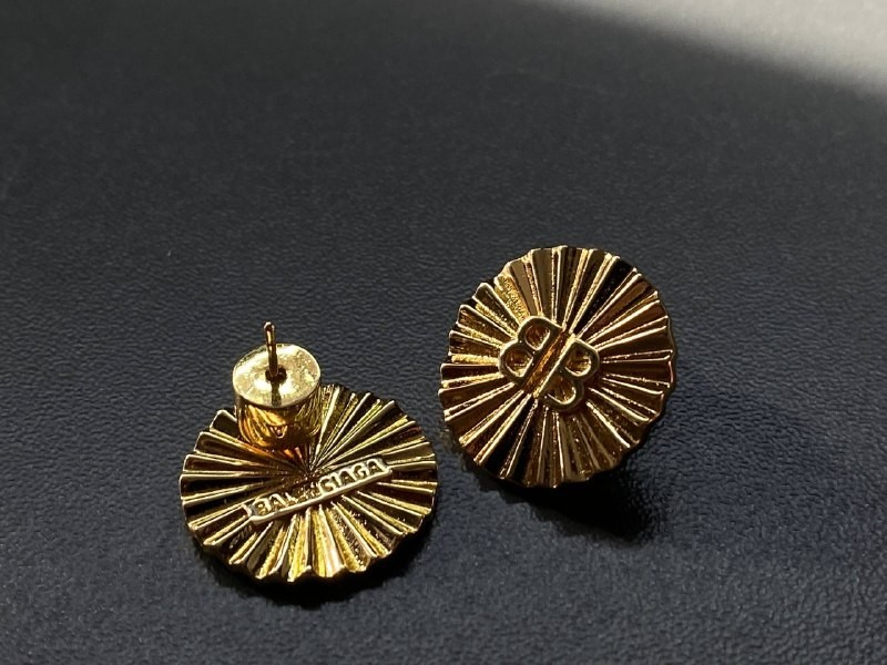 Balenciaga Gold Sunburst BB Logo Stud Earrings 2cm