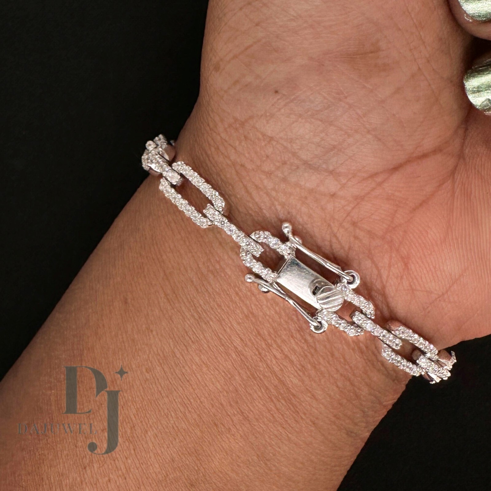 7′ Inch Long Tennis Wedding Bracelet Solid 14K White Gold 4 CT Round Cut VVS1