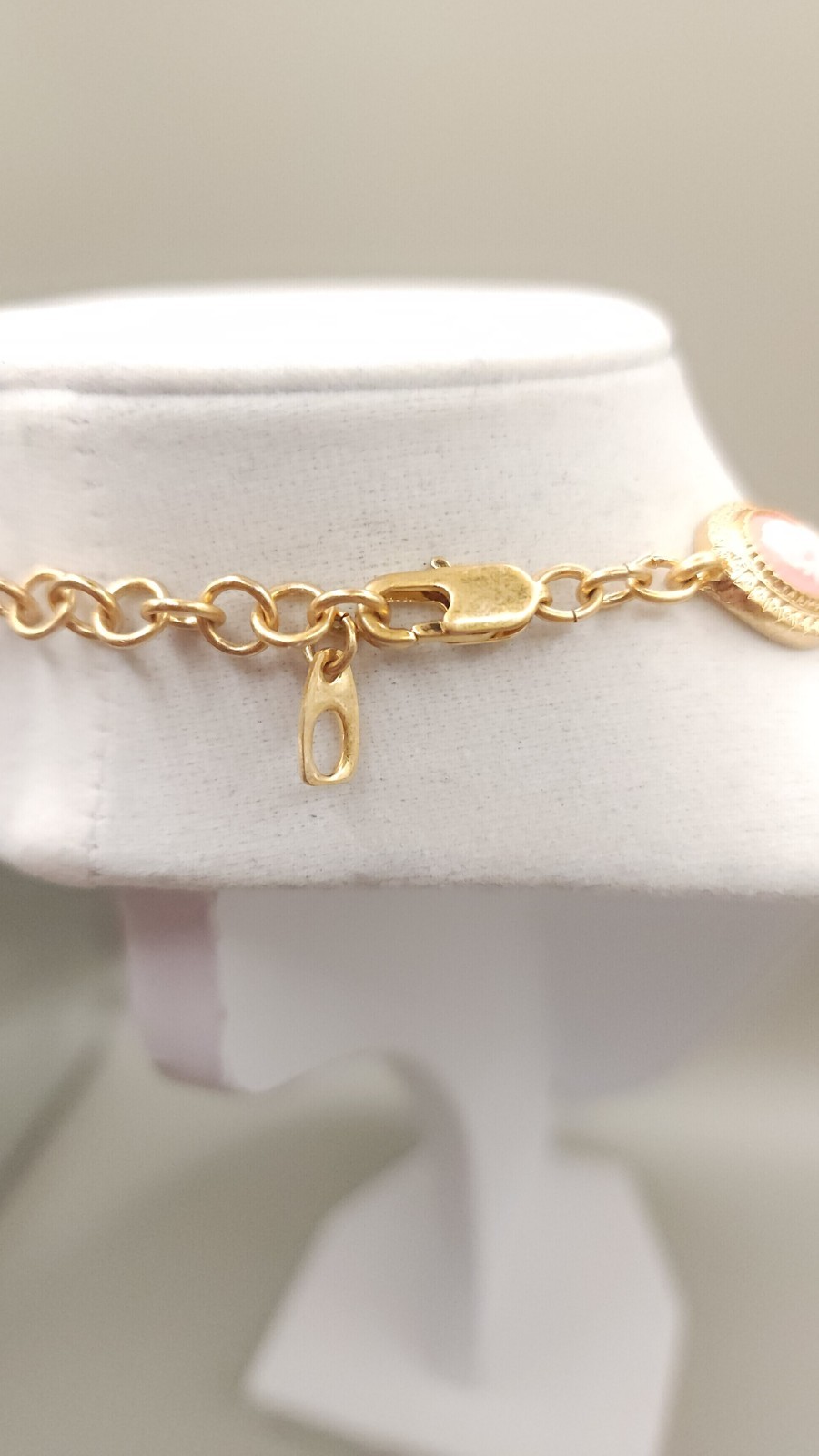 Frou Frou Matte Gold Cameo Necklace Choker Heart Flower Pink 90s Runway Style