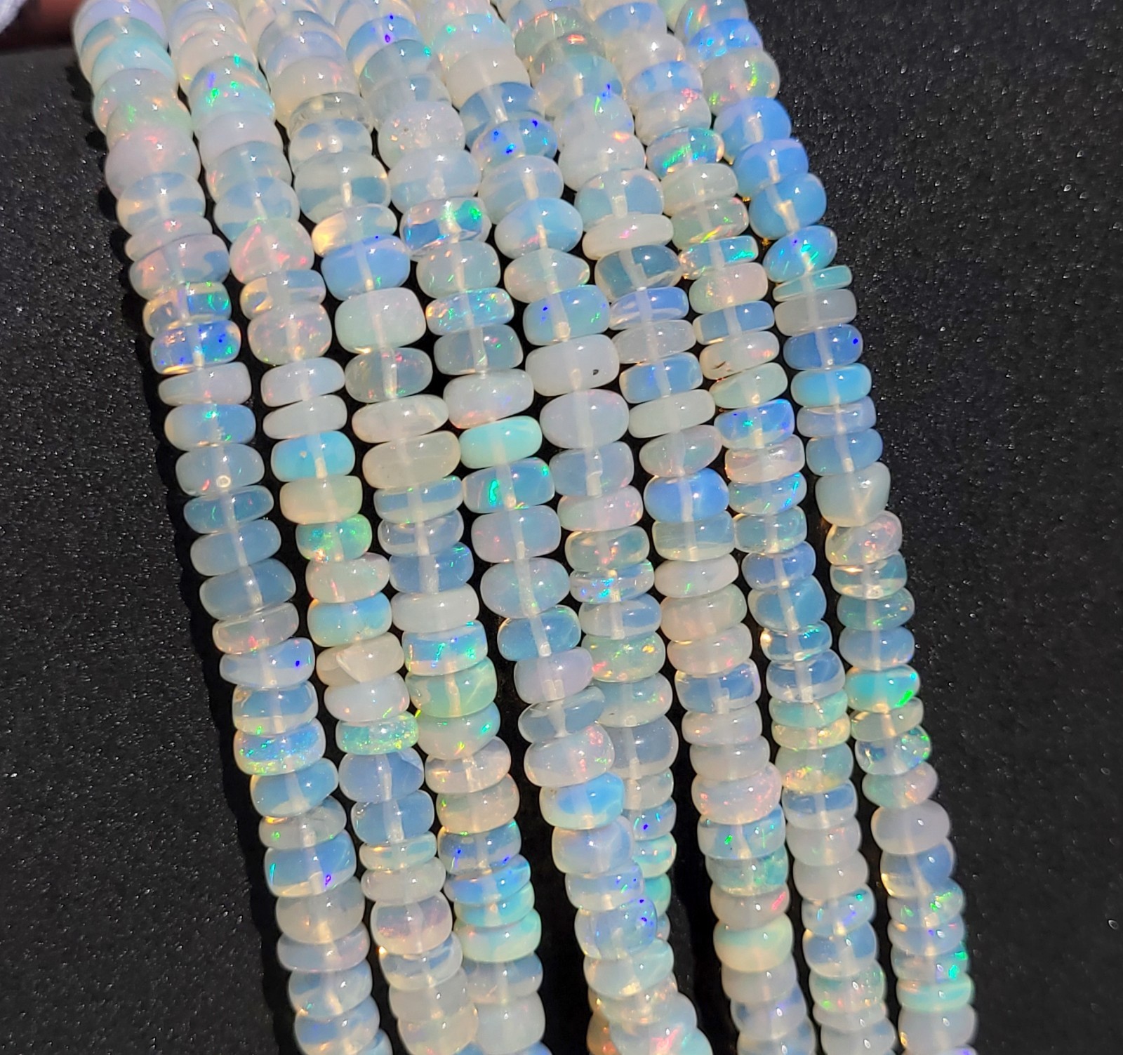 AAA Ethiopian Opal Rondelle Beads 6-7mm 8 Inch Smooth Natural Welo Opal Strand