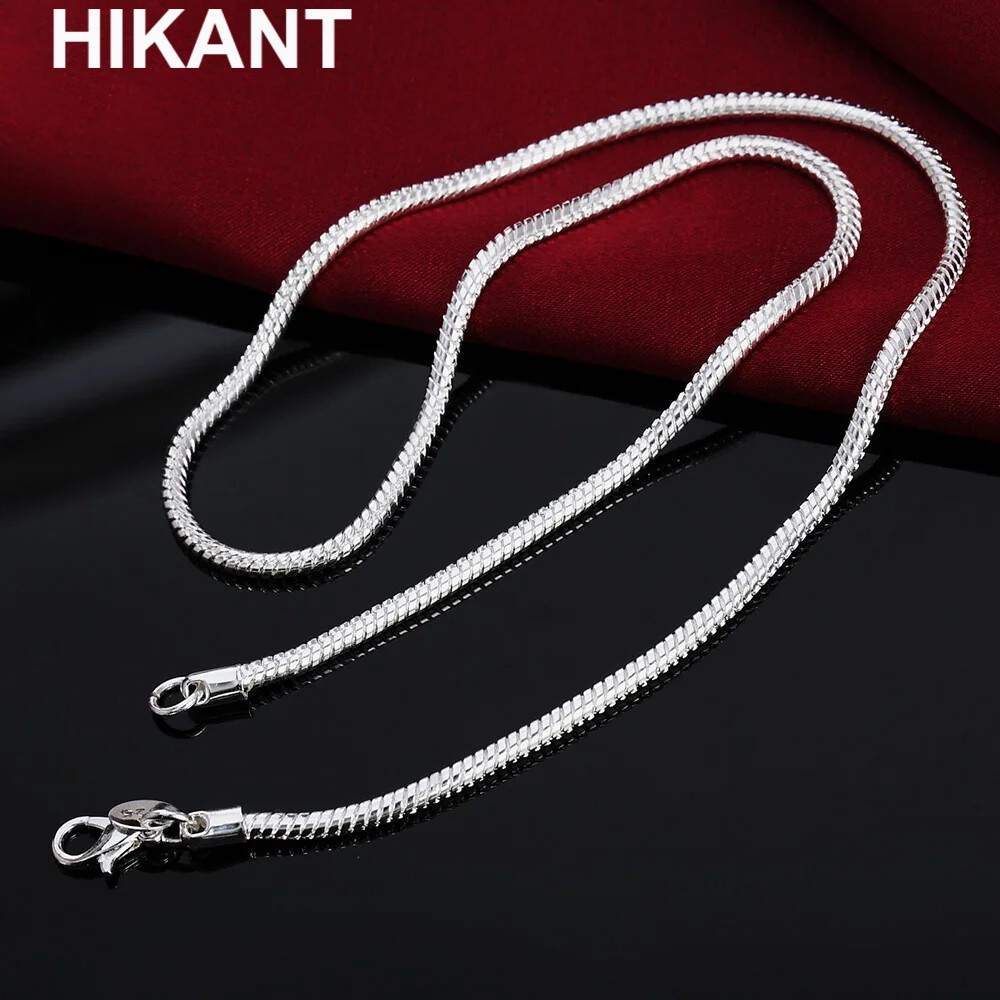 40-75CM 925 Sterling Silver Plated 1MM/2MM/3MM Snake Chain Necklace Women Jewelr