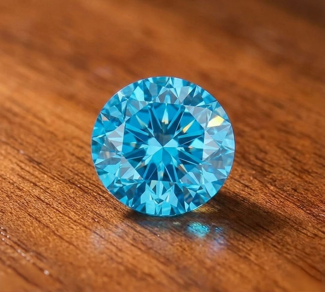 5 CT Blue Color Round Cut VVS1 Lab Grown Moissanite Diamond Gemstone 11.50MM