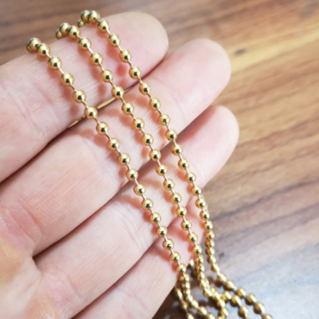 1.5-12mm Wholesale Stainless Steel Gold Bead Ball Chain Necklace Unisexs Link
