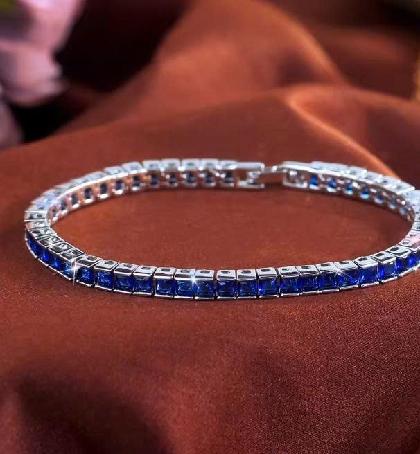 Bracelet Fashion Elegant Shiny Royal Blue Cubic Zirconia Bridal Wedding Party