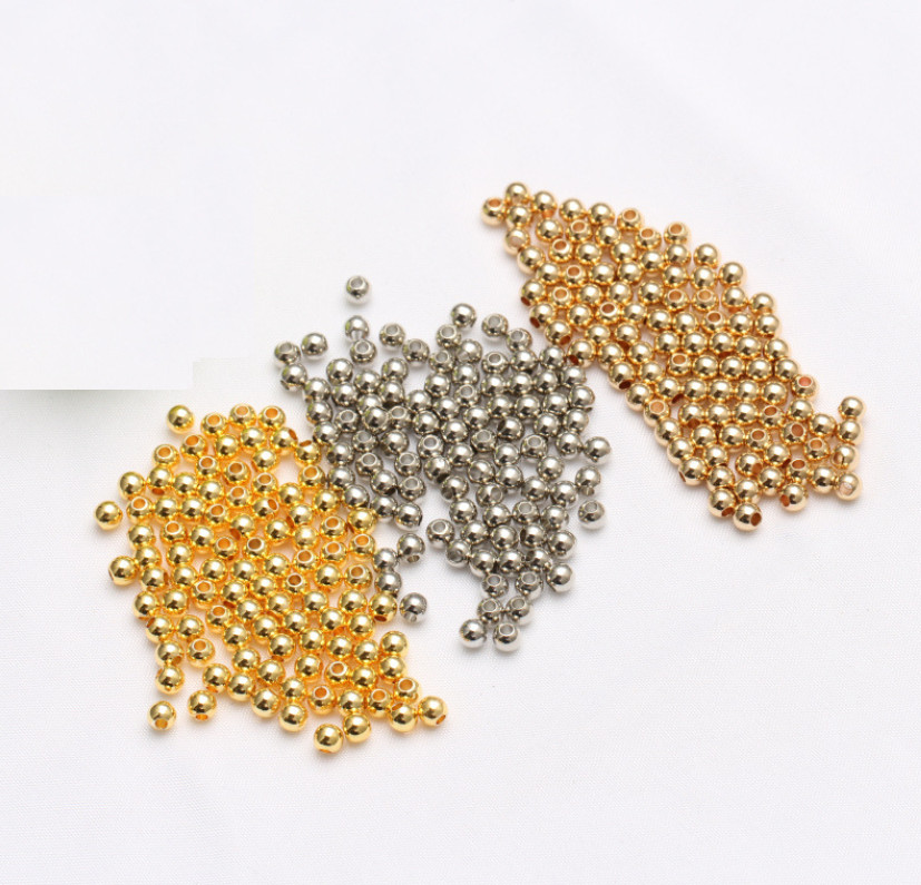 DIY Silver Gold Filled Polish Ball Spacer Loose Beads Jewelry Making 10Pcs PE32