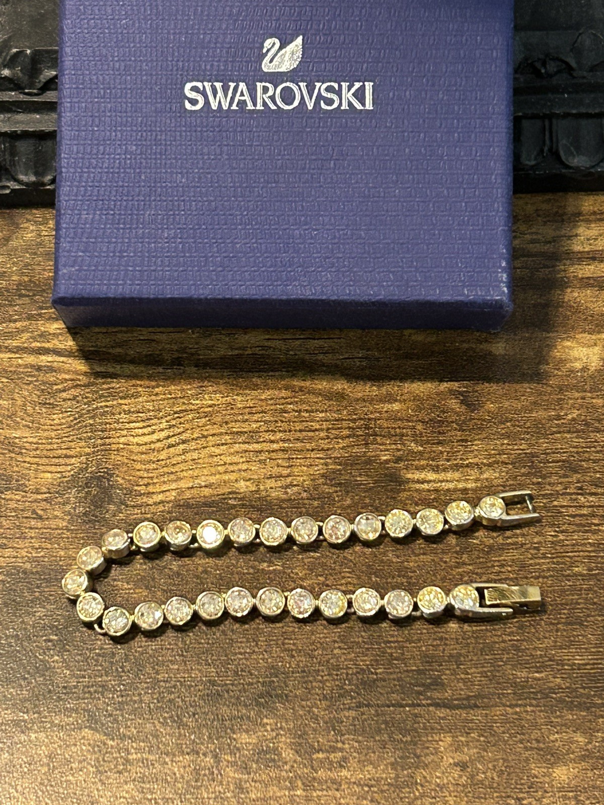Stunning Swarovski Champagne Yellow Gold Plated Tennis Bracelet see Description