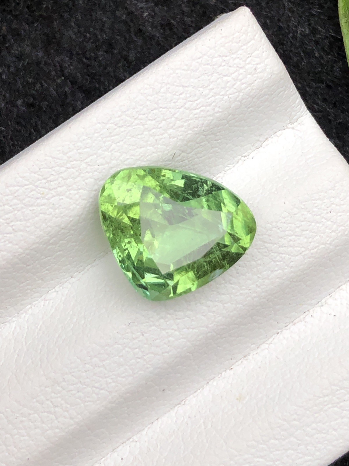 5.60 Cts Natural Green Tourmaline with Trillion Cut | Slightly Included
